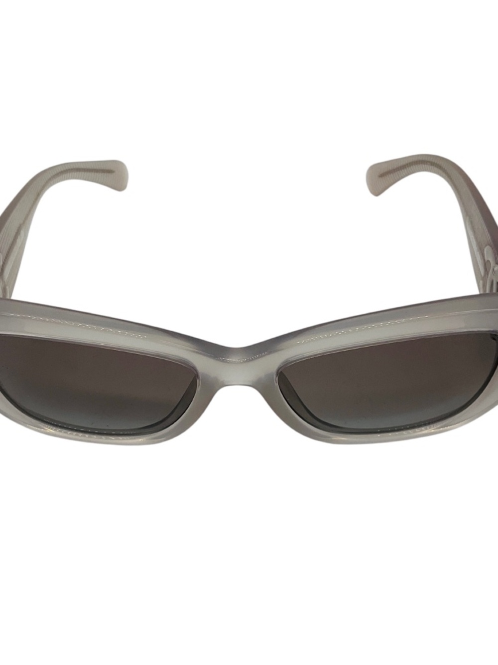 CHANEL MILKY GREY / SILVER CC LOGO FROSTED RECTANGULAR ACETATE SUNGLASSES - Picture 9 of 9